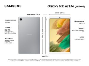 Samsung Galaxy Tab A7 8.7 4G 3GB RAM 32GB WIFI mas Teclado Bluetooth Inalambrico con Touchpad plegable